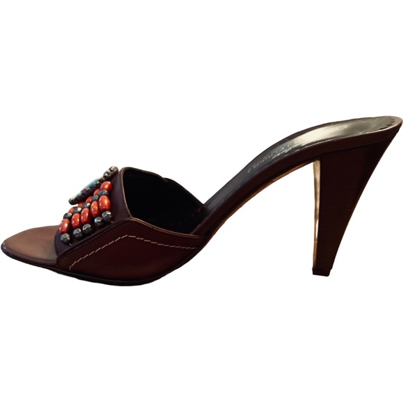 Donald J. Pliner Couture Nya Southwest Beaded Slide / Slip On / Mules Heels sz 7 - Picture 8 of 13